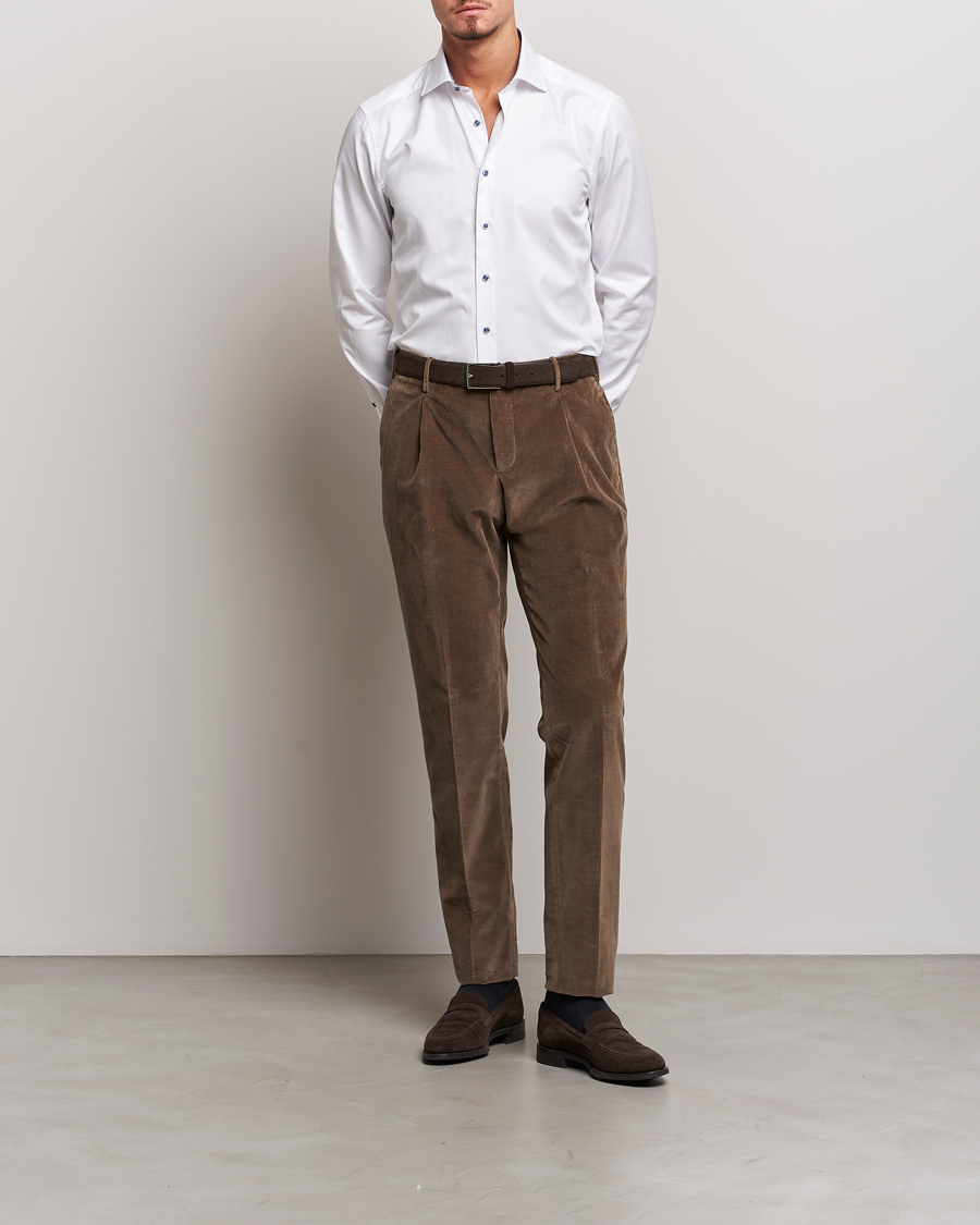 Homme | Chemises | Stenströms | Slimline Contrast Cut Away Shirt White