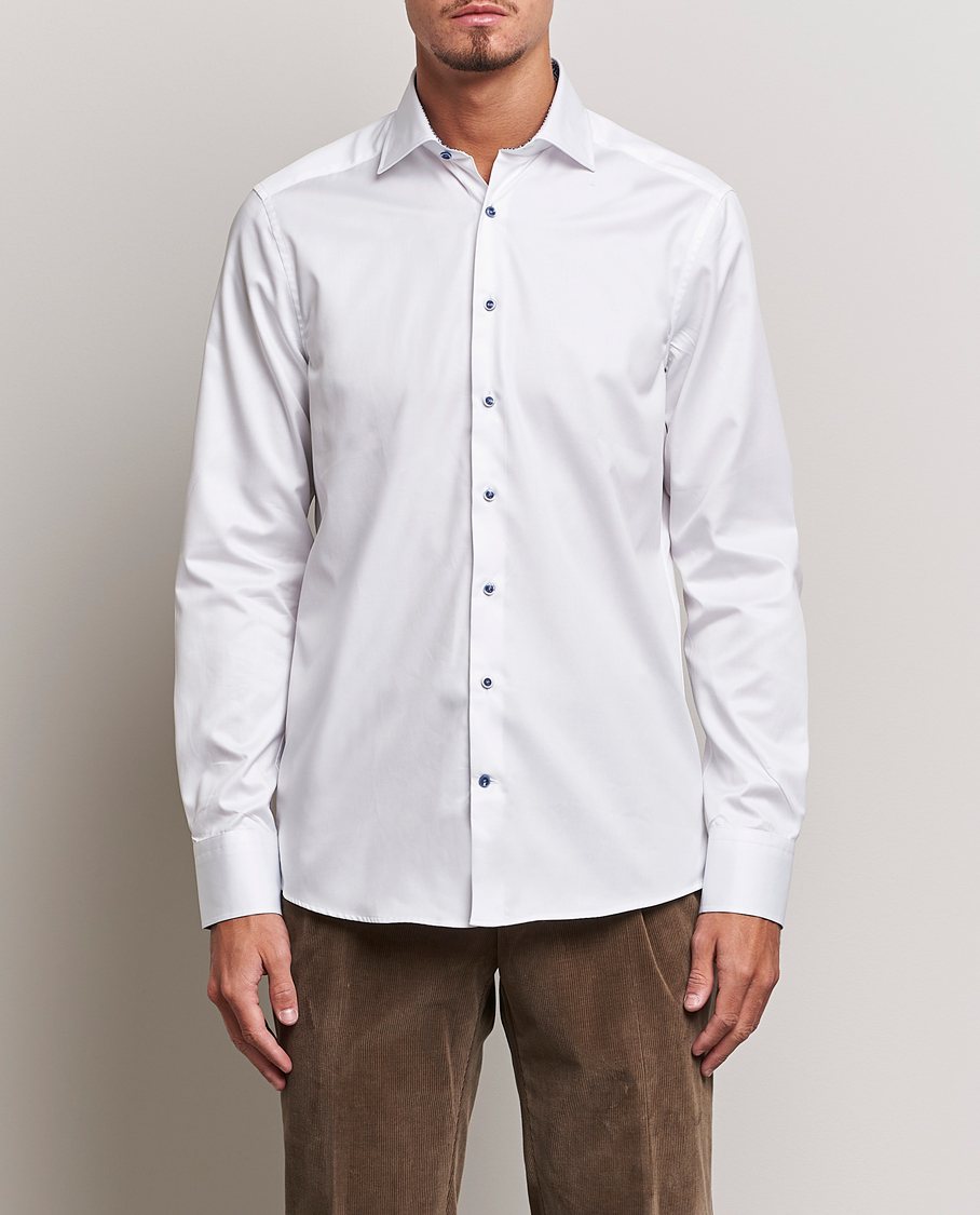 Homme | Chemises | Stenströms | Slimline Contrast Cut Away Shirt White