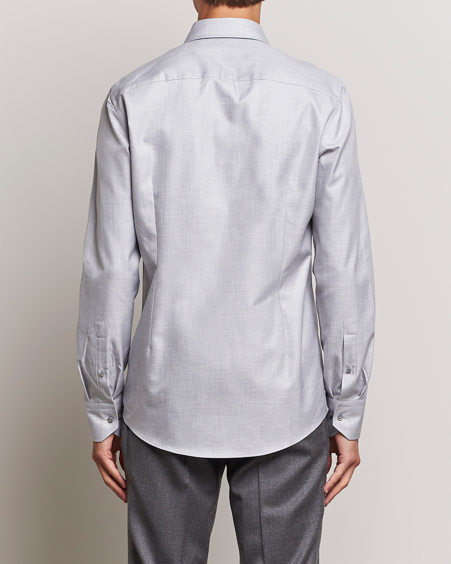 Homme | Chemises | Stenströms | Slimline Two Fold Melange Cut Away Shirt Grey