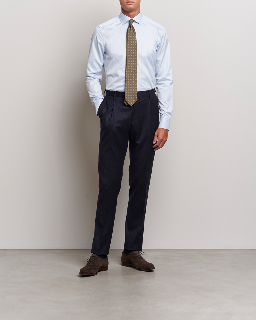 Homme | Chemises | Stenströms | Slimline Contrast Cut Away Shirt Light Blue