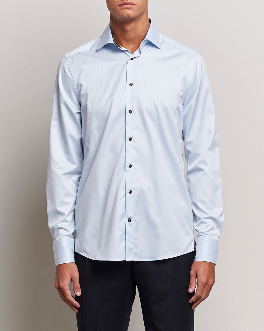 Homme | Chemises | Stenströms | Slimline Contrast Cut Away Shirt Light Blue