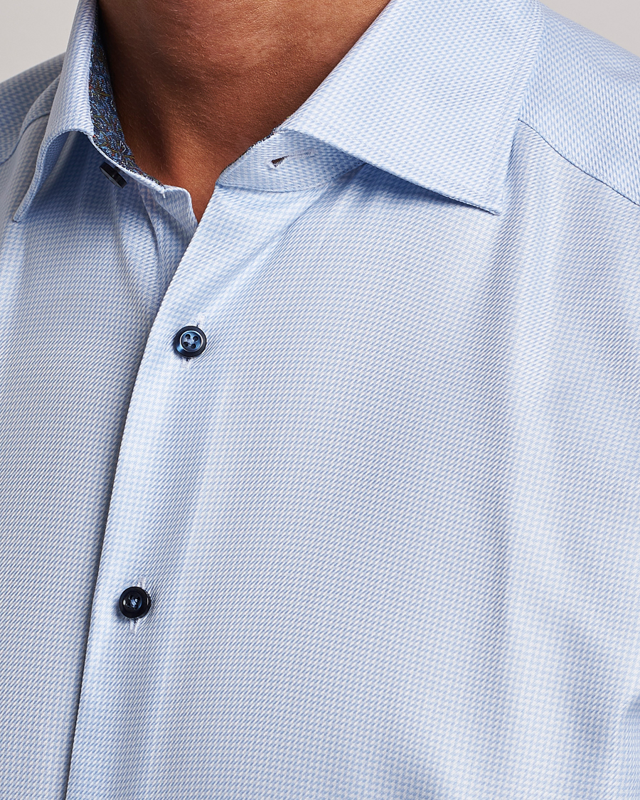 Homme | Chemises | Stenströms | Slimline Micro Structure Contrast Shirt Blue