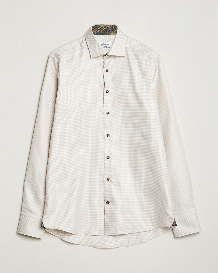 Homme | Chemises | Stenströms | Slimline Micro Structure Contrast Shirt Beige