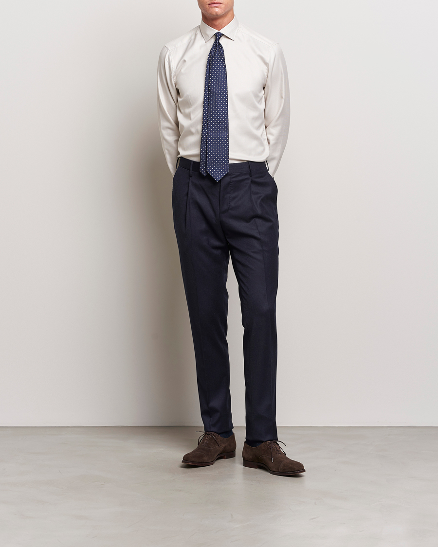 Homme | Chemises | Stenströms | Slimline Micro Structure Contrast Shirt Beige