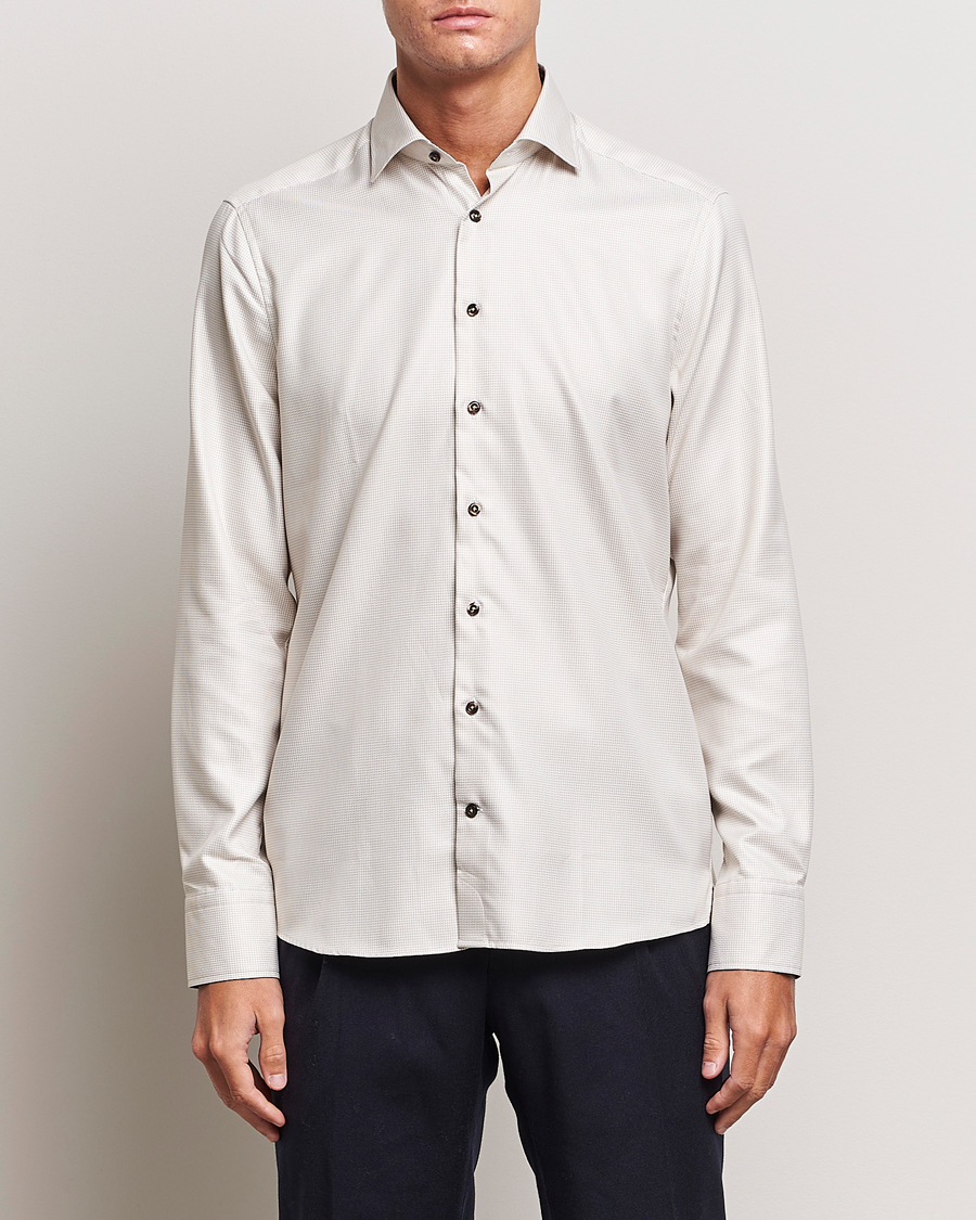 Homme | Chemises | Stenströms | Slimline Micro Structure Contrast Shirt Beige