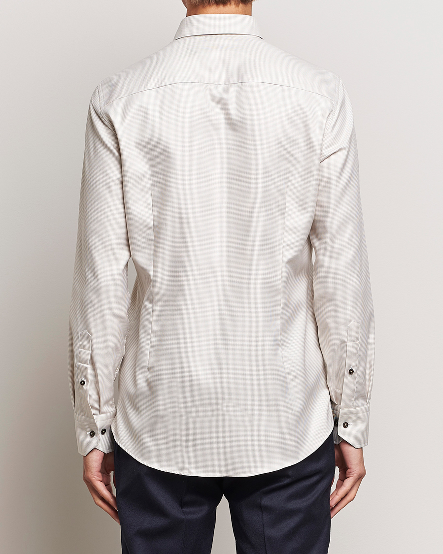 Homme | Chemises | Stenströms | Slimline Micro Structure Contrast Shirt Beige