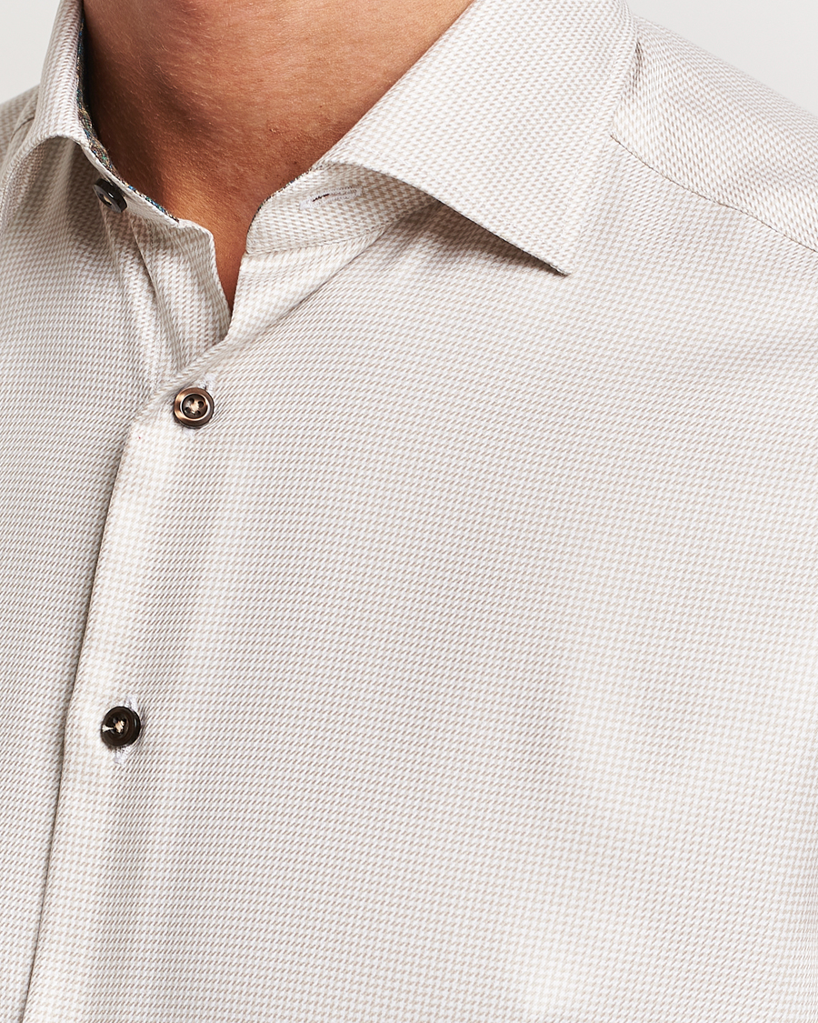 Homme | Chemises | Stenströms | Slimline Micro Structure Contrast Shirt Beige