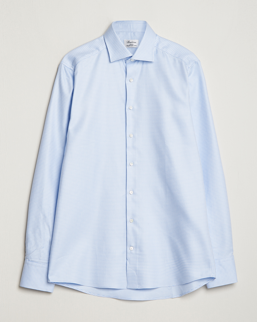 Homme | Chemises | Stenströms | Slimline Micro Structure Cut Away Shirt Light Blue