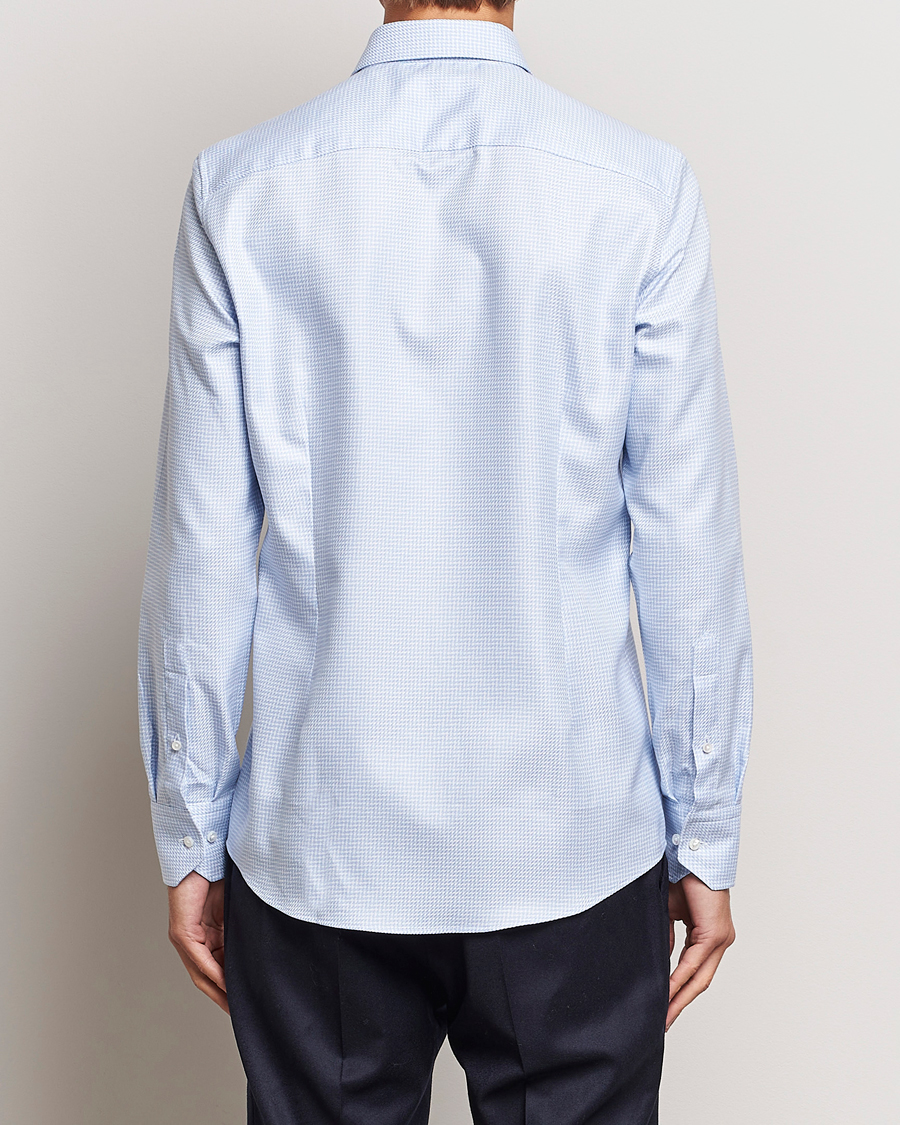 Homme | Chemises | Stenströms | Slimline Micro Structure Cut Away Shirt Light Blue