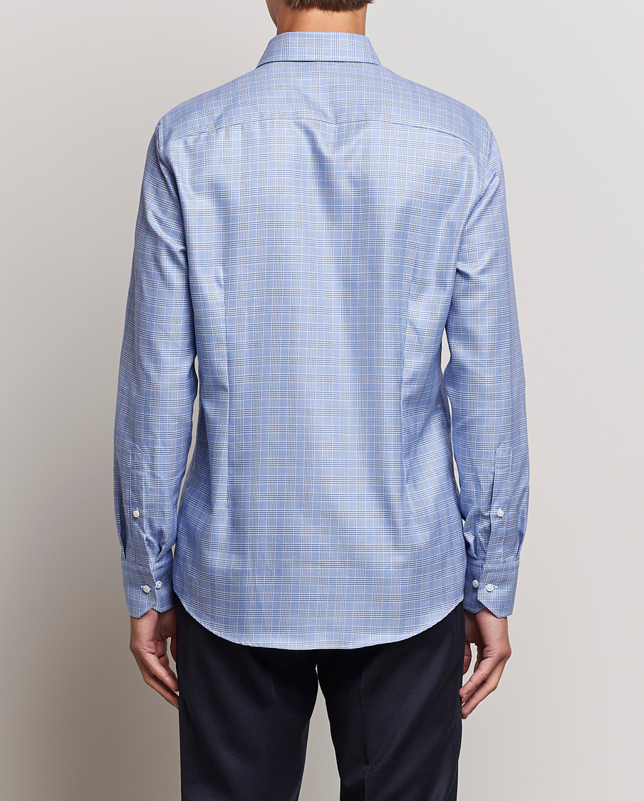 Homme | Chemises | Stenströms | Slimline Checked Cut Away Shirt Blue