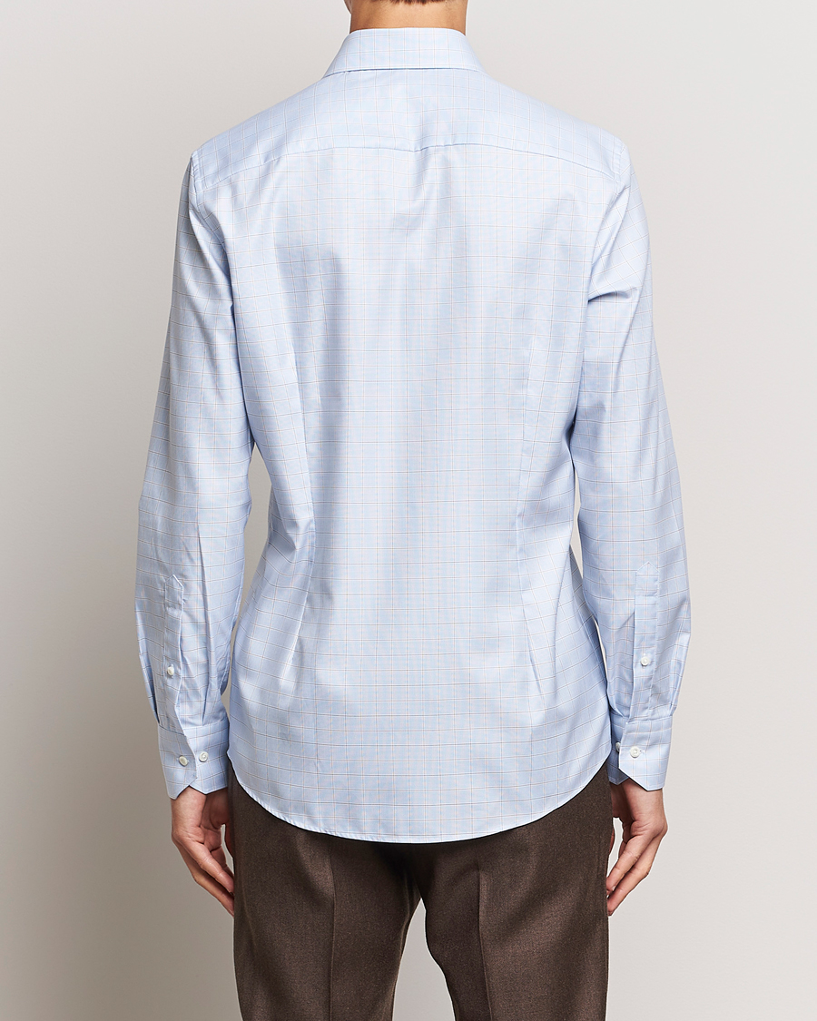 Homme | Chemises | Stenströms | Slimline Houndstooth Checked Cut Away Shirt Blue