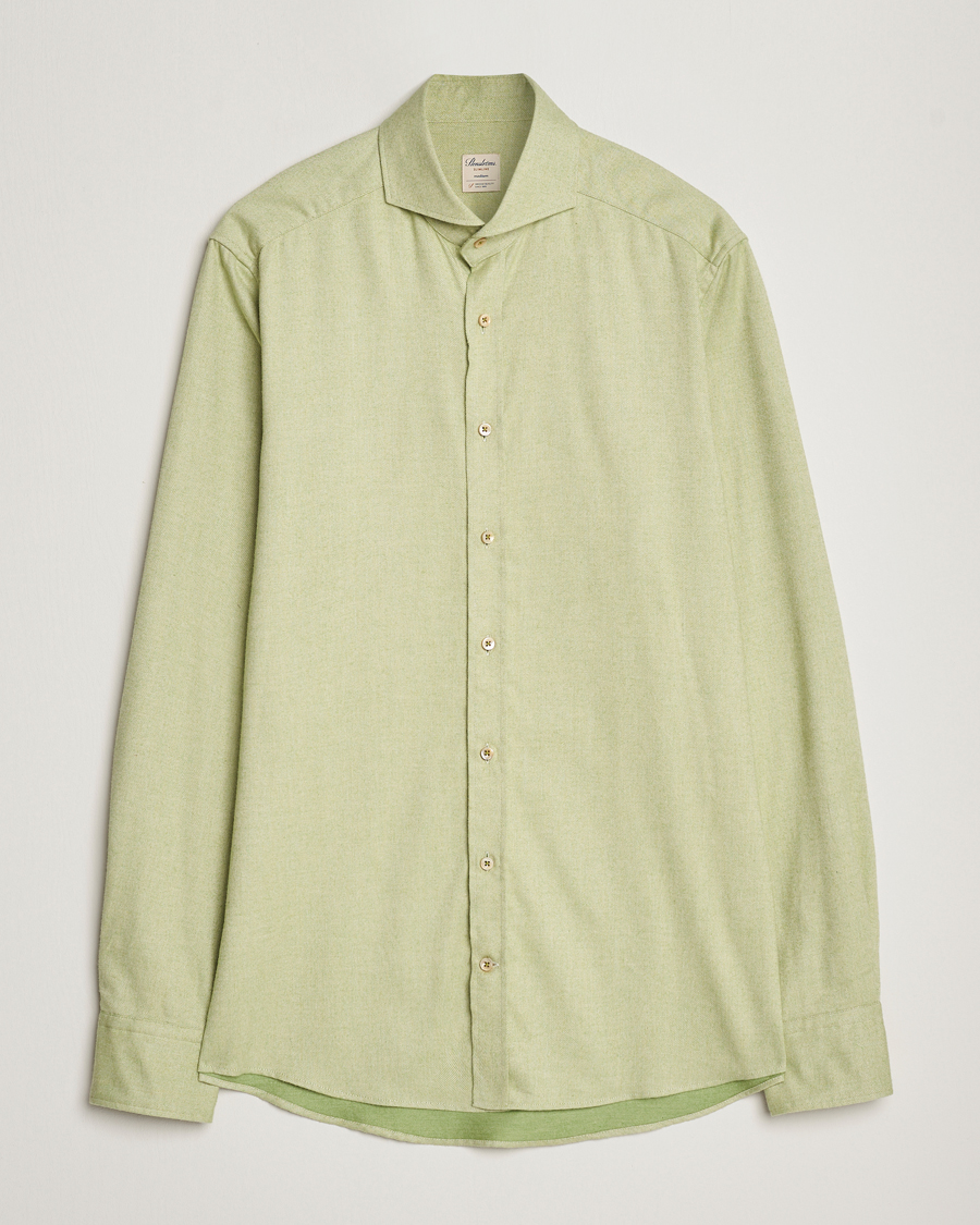 Homme | Chemises | Stenströms | Slimline Flannel Shirt Green
