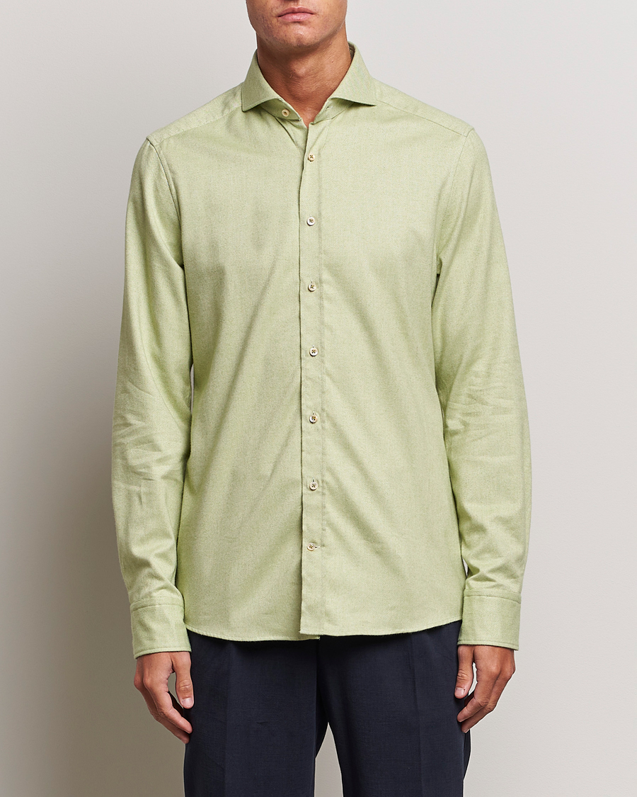 Homme | Chemises | Stenströms | Slimline Flannel Shirt Green