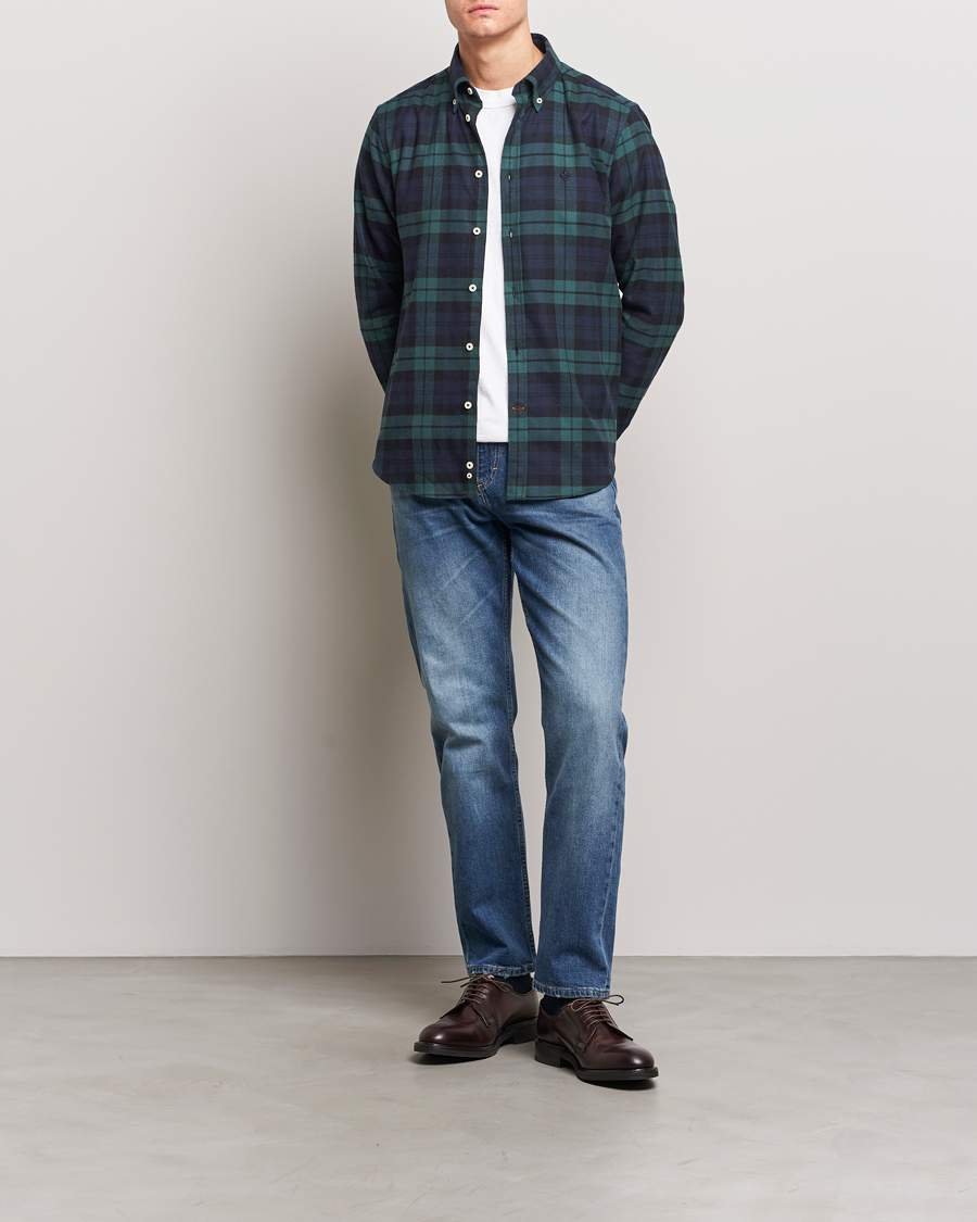 Homme | Chemises | Morris | Brushed Tartan Shirt Navy