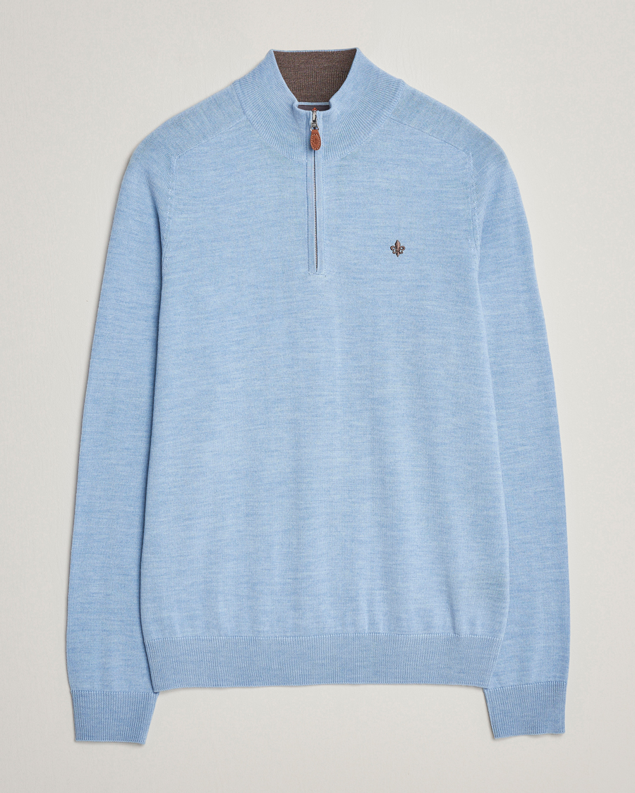Homme | Pulls Et Tricots | Morris | John Merino Half Zip Light Blue