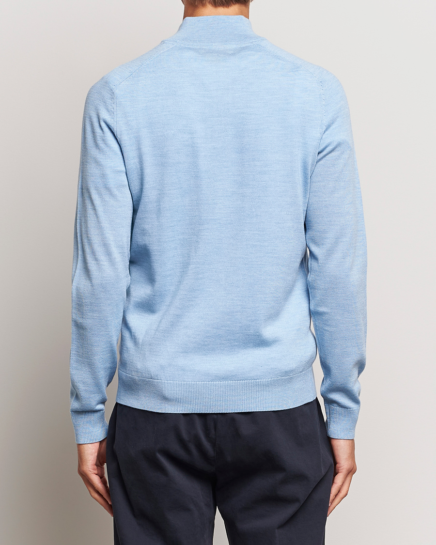 Homme | Pulls Et Tricots | Morris | John Merino Half Zip Light Blue