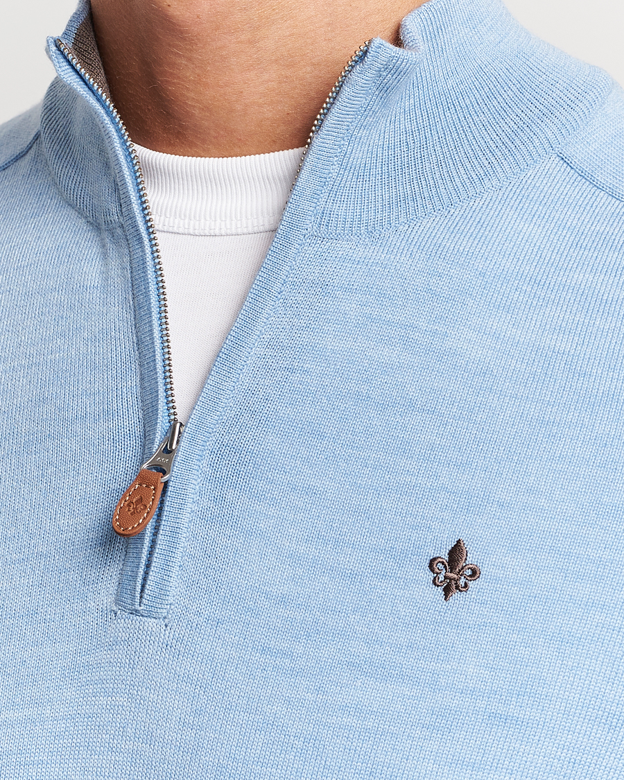Homme | Pulls Et Tricots | Morris | John Merino Half Zip Light Blue