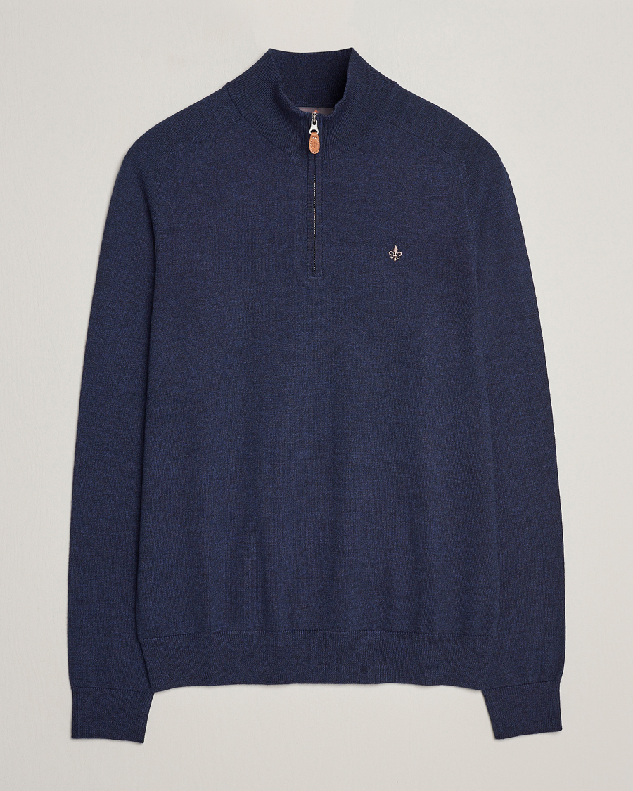 Homme | Pulls Et Tricots | Morris | John Merino Half Zip Blue