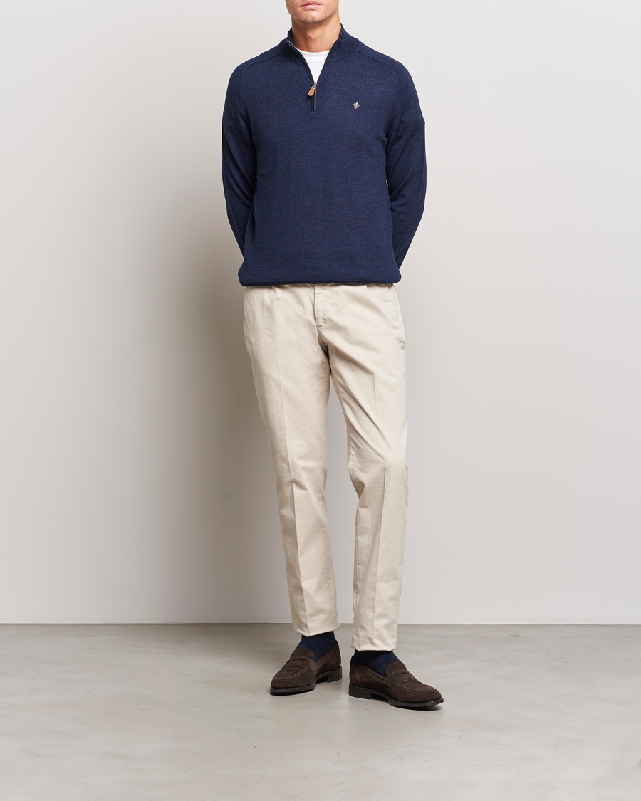 Homme | Pulls Et Tricots | Morris | John Merino Half Zip Blue
