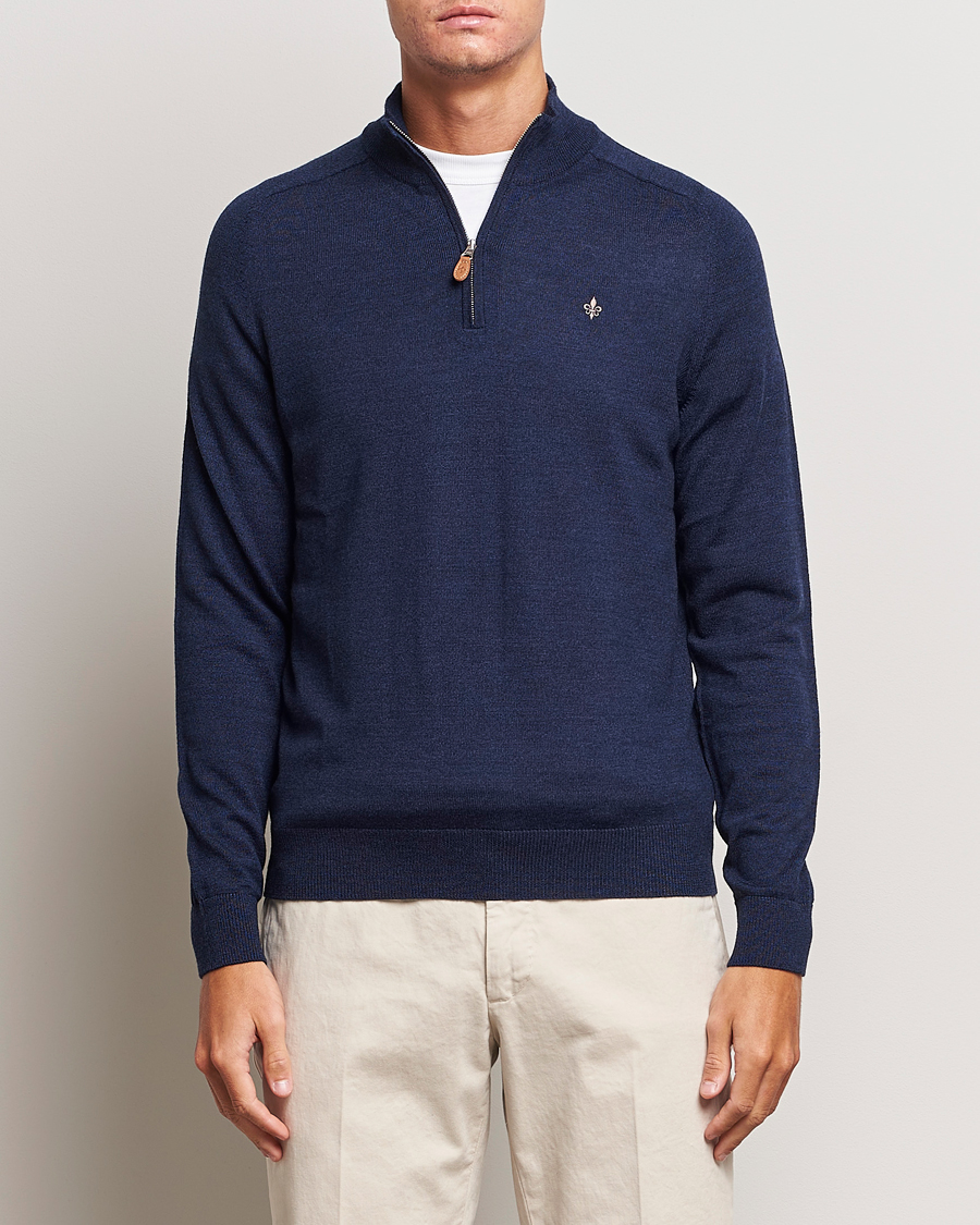 Homme | Pulls Et Tricots | Morris | John Merino Half Zip Blue
