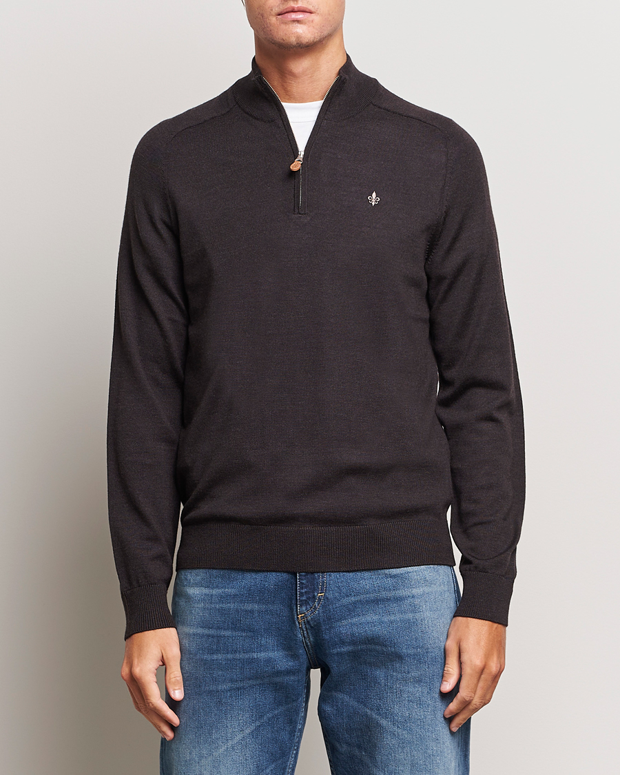 Homme | Pulls Et Tricots | Morris | John Merino Half Zip Brown
