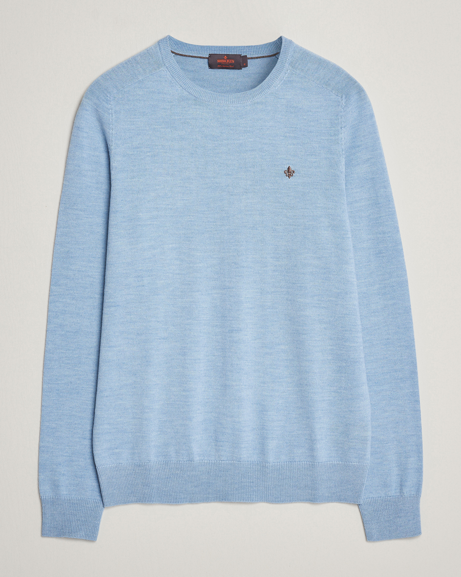 Homme | Pulls Et Tricots | Morris | Merino Crew Neck Pullover Light Blue