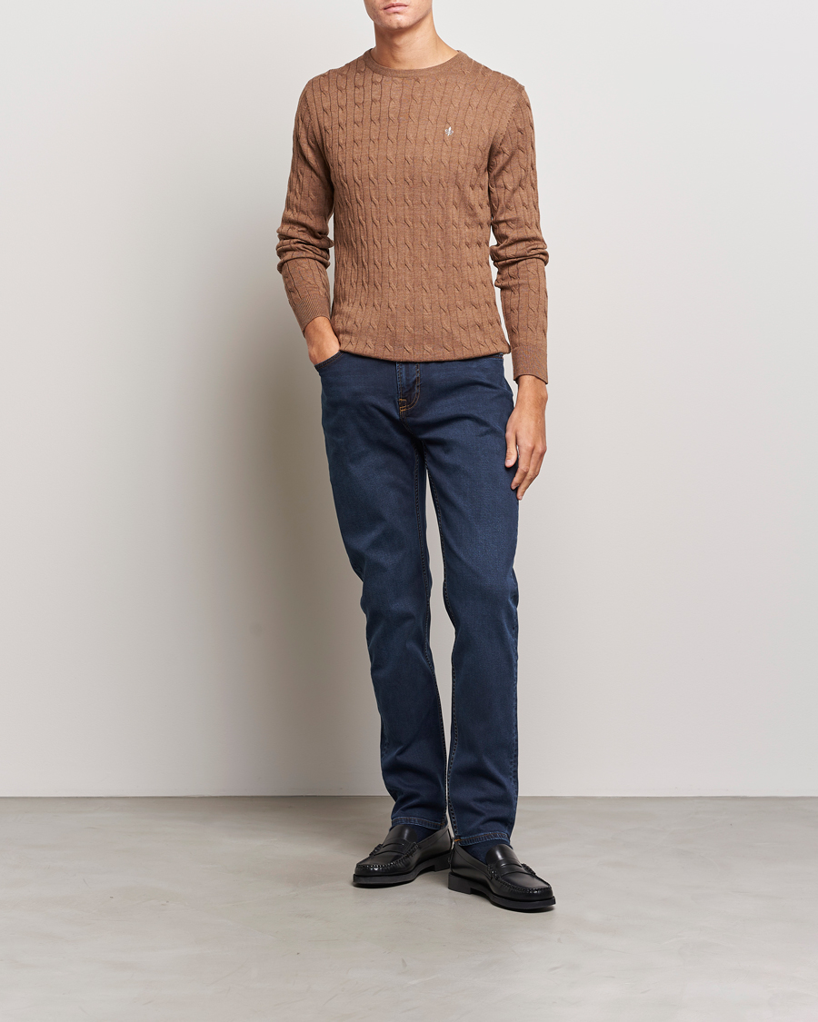 Homme | Pulls Et Tricots | Morris | Merino Cable Crew Neck Camel