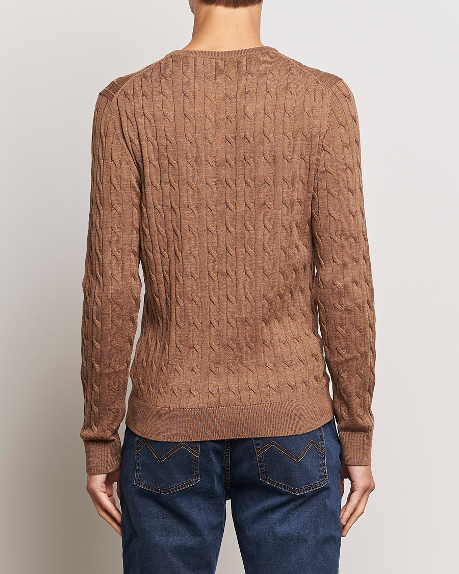 Homme | Pulls Et Tricots | Morris | Merino Cable Crew Neck Camel