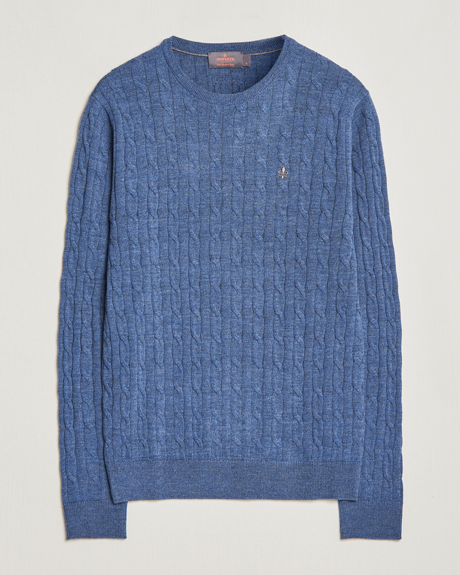 Homme | Pulls Et Tricots | Morris | Merino Cable Crew Neck Blue