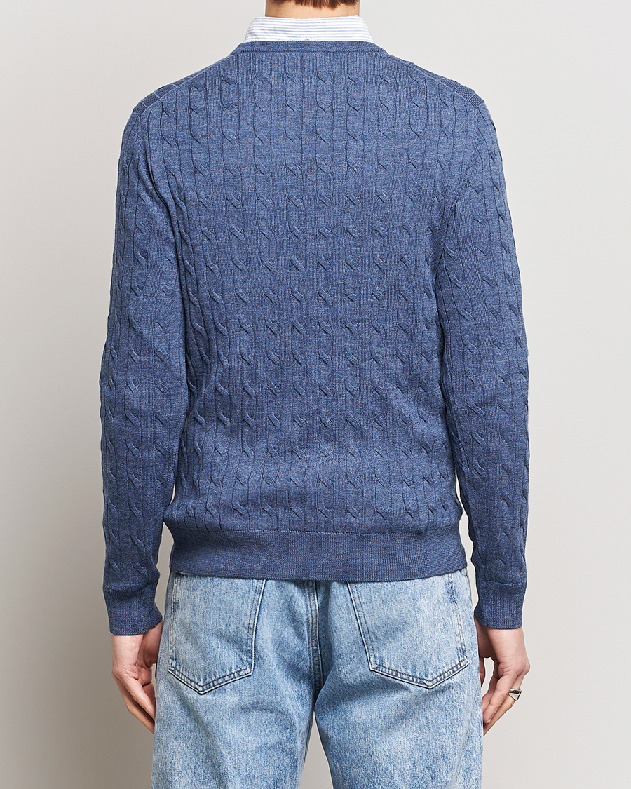 Homme | Pulls Et Tricots | Morris | Merino Cable Crew Neck Blue
