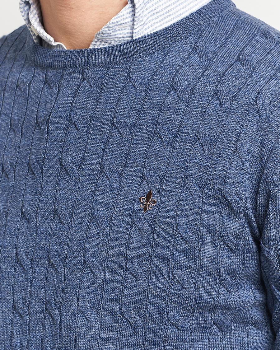 Homme | Pulls Et Tricots | Morris | Merino Cable Crew Neck Blue