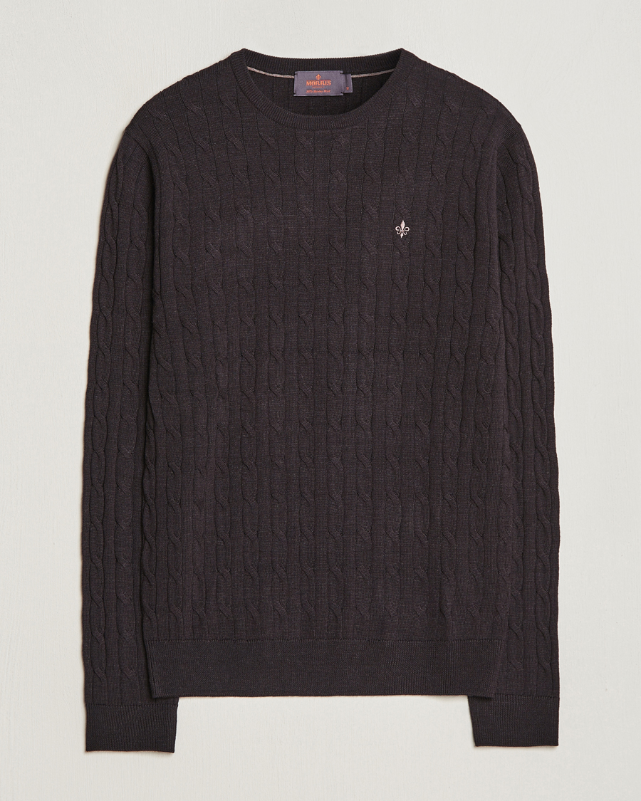 Homme | Pulls Et Tricots | Morris | Merino Cable Crew Neck Brown