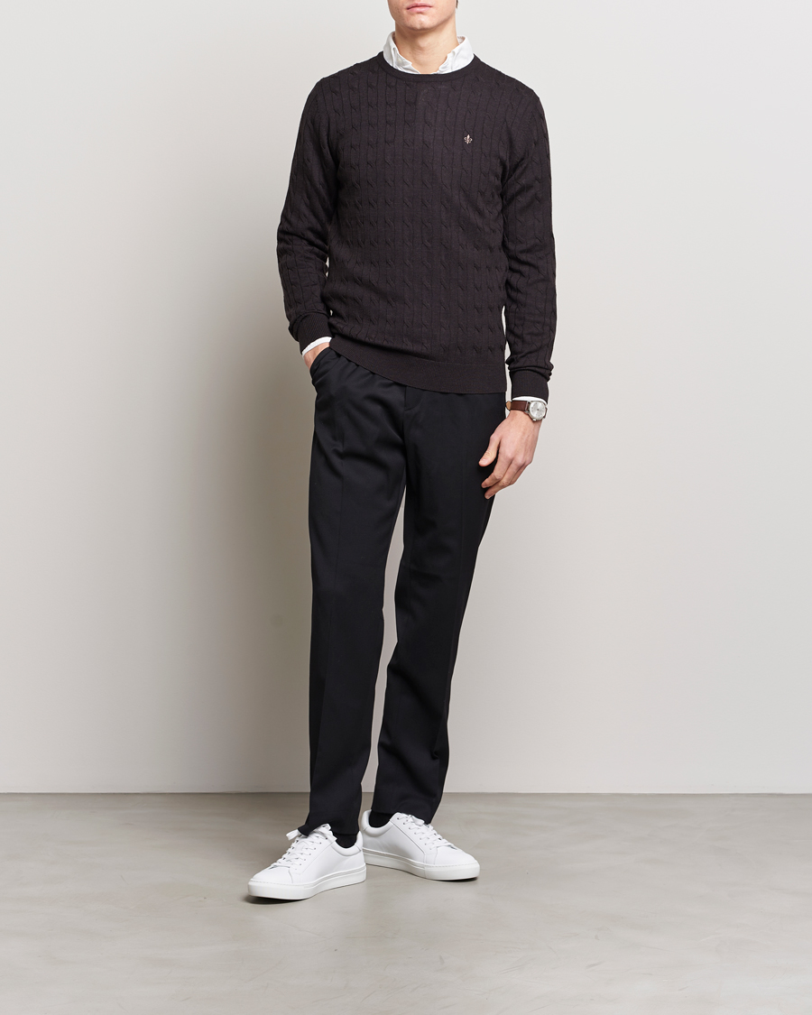 Homme | Pulls Et Tricots | Morris | Merino Cable Crew Neck Brown