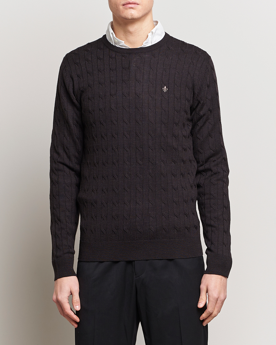 Homme | Pulls Et Tricots | Morris | Merino Cable Crew Neck Brown
