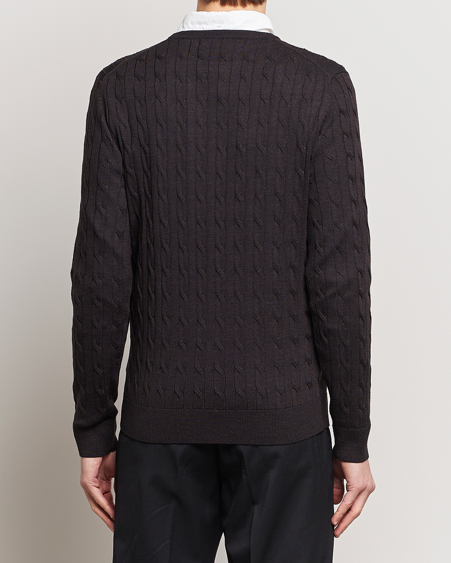 Homme | Pulls Et Tricots | Morris | Merino Cable Crew Neck Brown