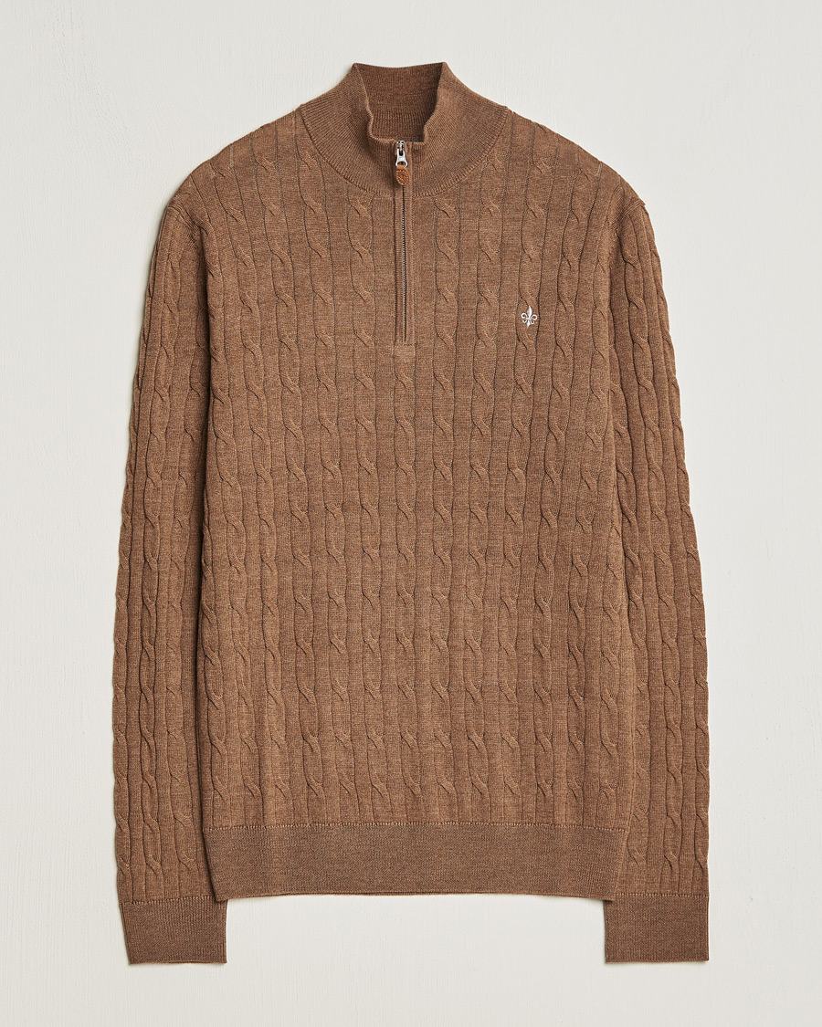Homme | Pulls Et Tricots | Morris | Merino Cable Half Zip Camel