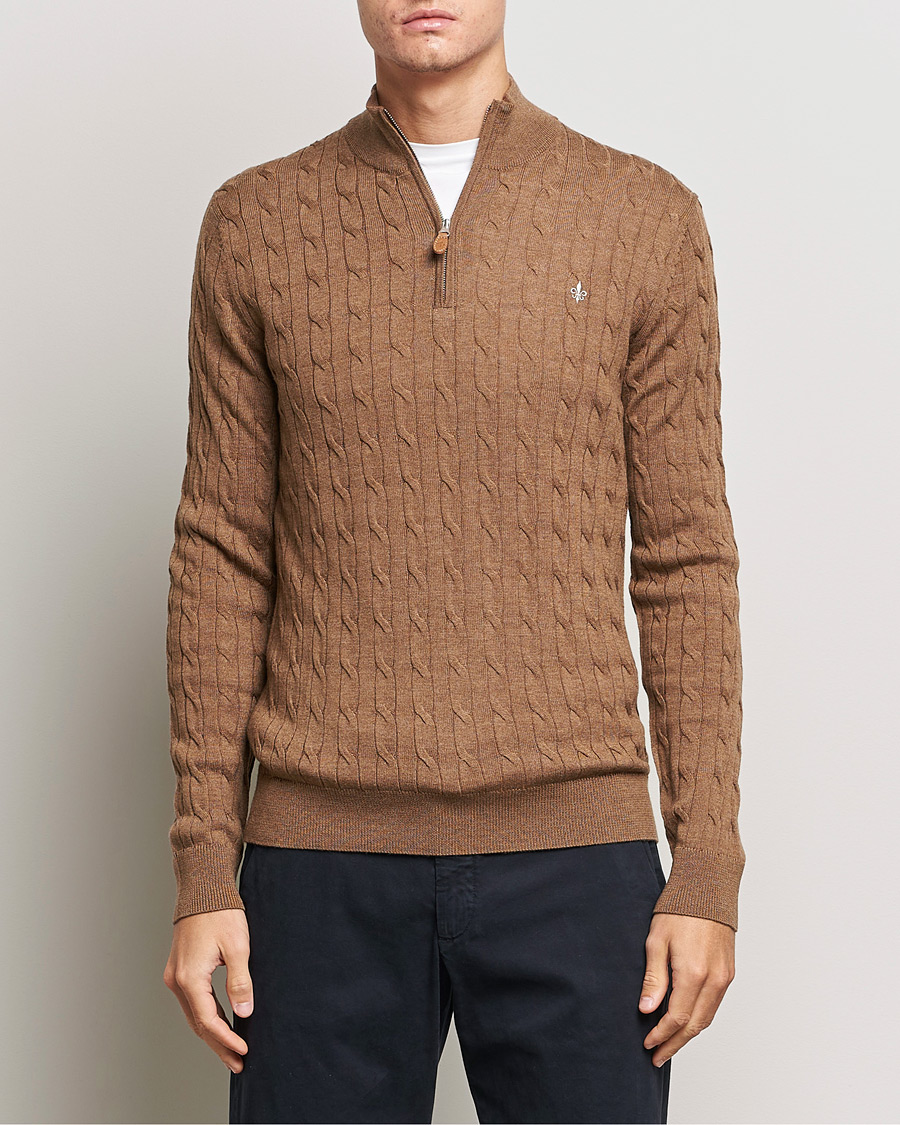 Homme | Pulls Et Tricots | Morris | Merino Cable Half Zip Camel