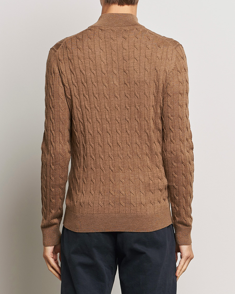 Homme | Pulls Et Tricots | Morris | Merino Cable Half Zip Camel