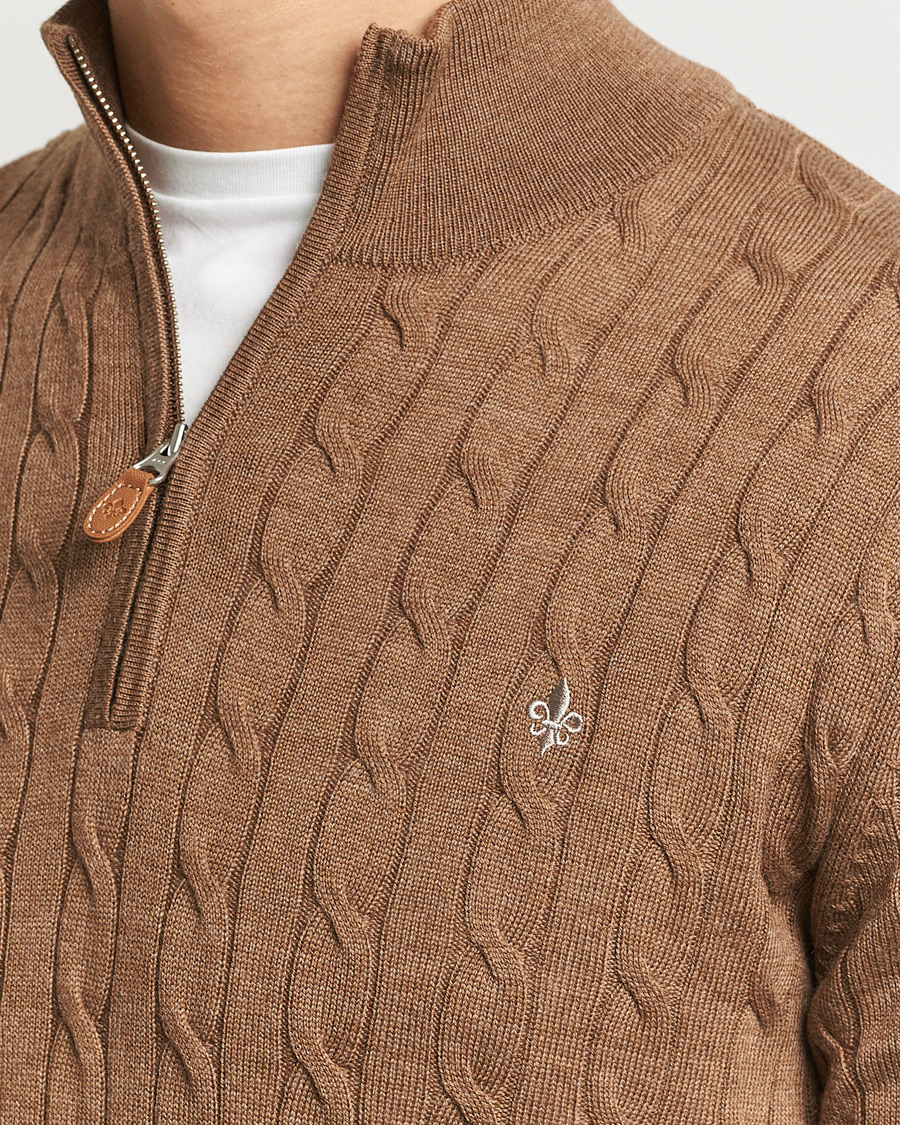 Homme | Pulls Et Tricots | Morris | Merino Cable Half Zip Camel