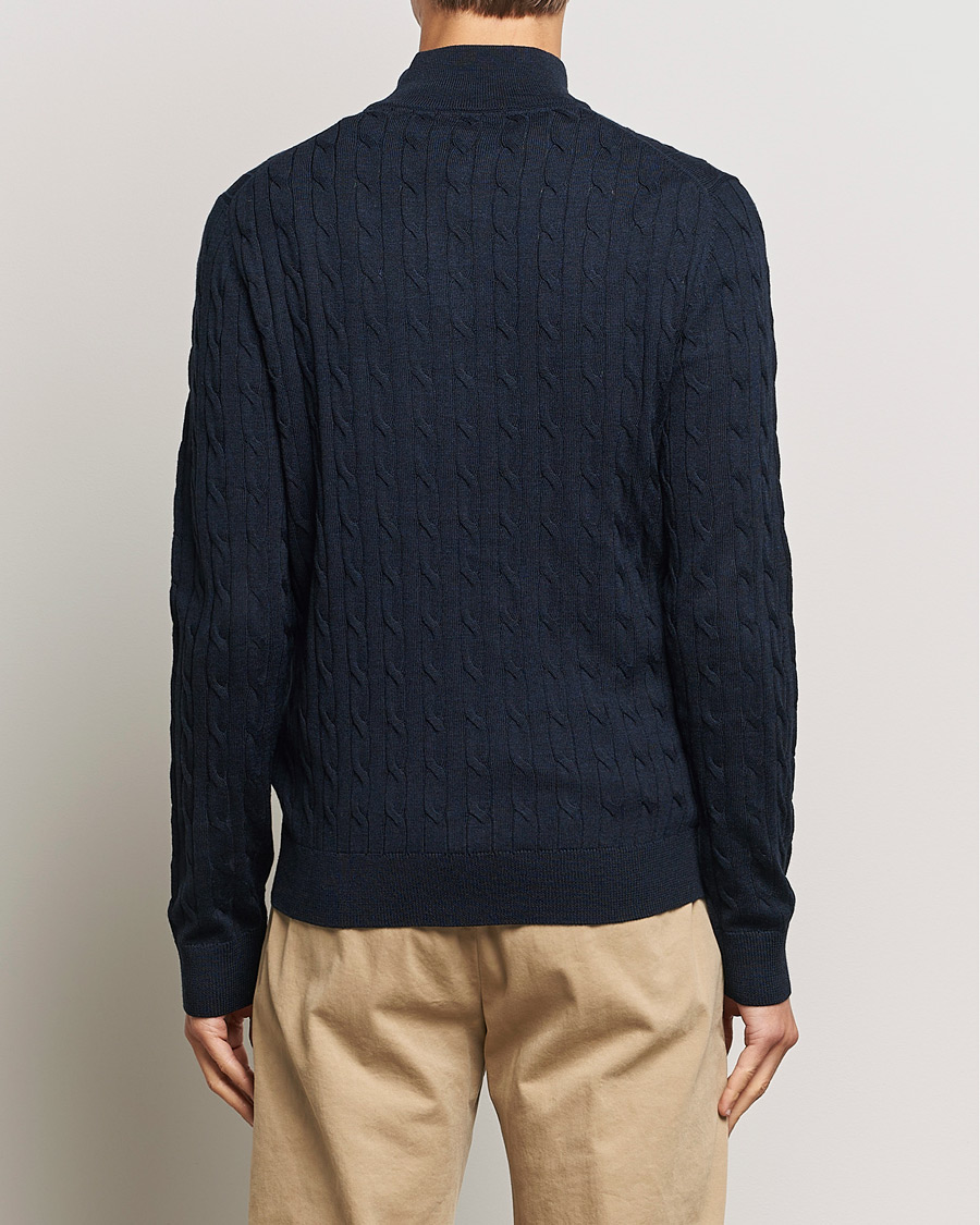 Homme | Pulls Et Tricots | Morris | Merino Cable Half Zip Navy