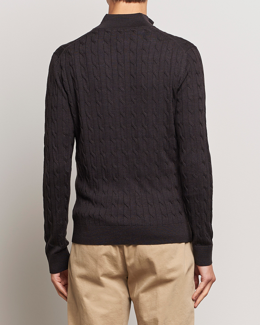 Homme | Pulls Et Tricots | Morris | Merino Cable Half Zip Brown