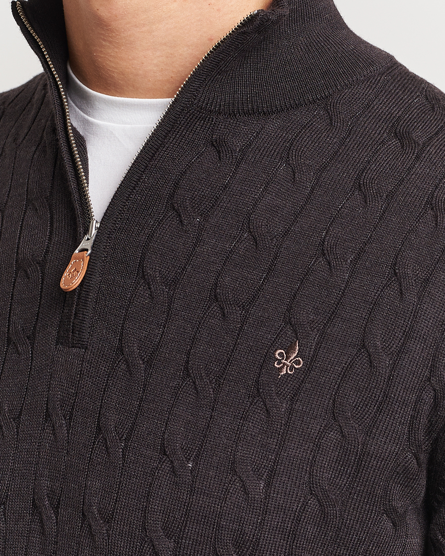 Homme | Pulls Et Tricots | Morris | Merino Cable Half Zip Brown