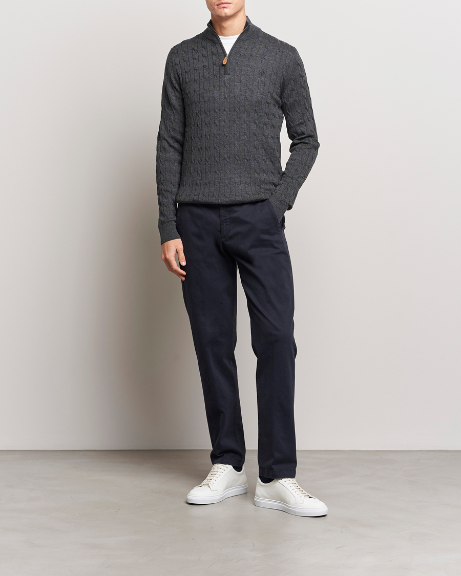 Homme | Pulls Et Tricots | Morris | Merino Cable Half Zip Grey