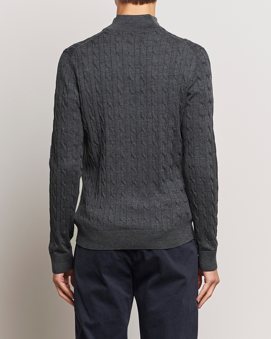 Homme | Pulls Et Tricots | Morris | Merino Cable Half Zip Grey