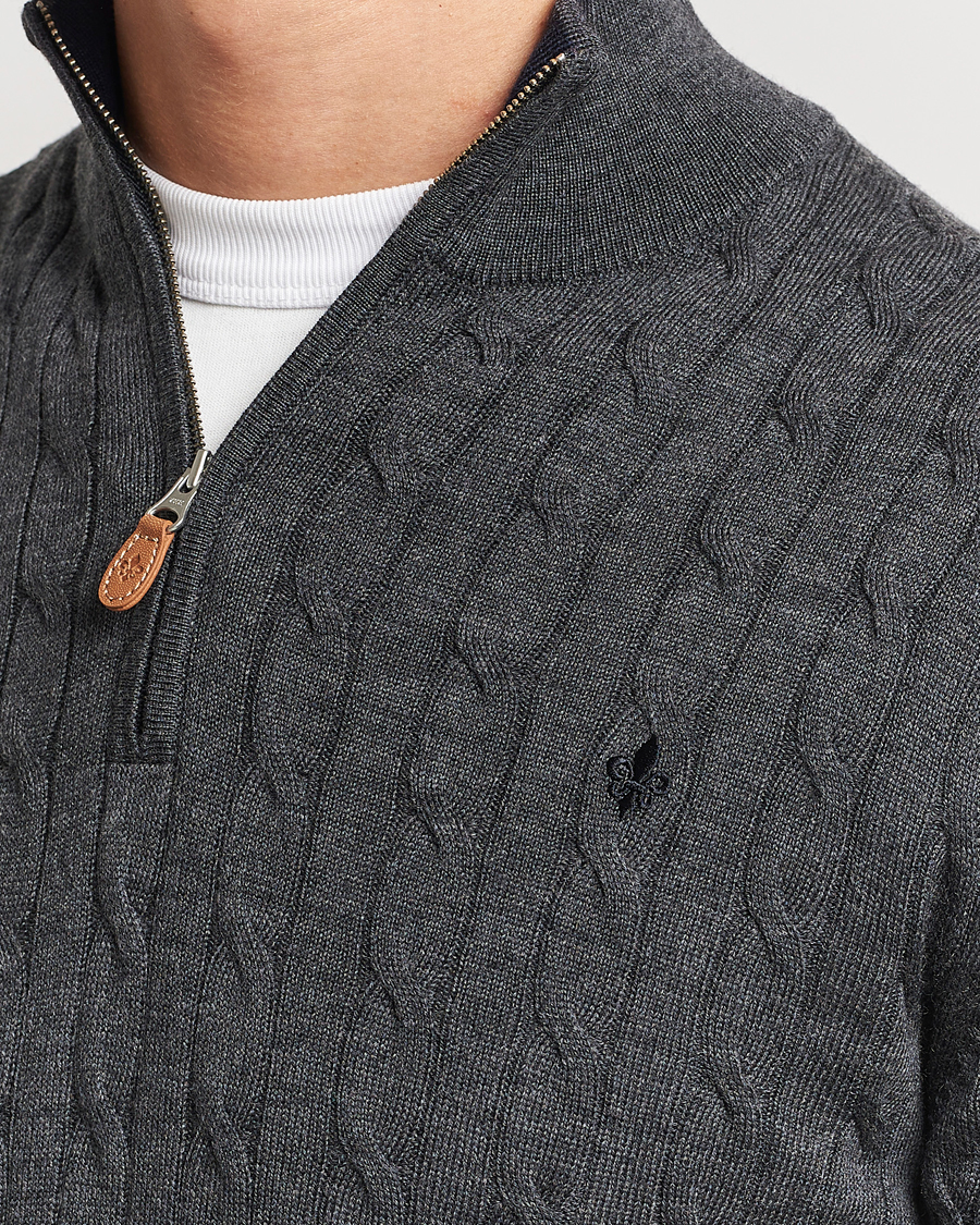 Homme | Pulls Et Tricots | Morris | Merino Cable Half Zip Grey