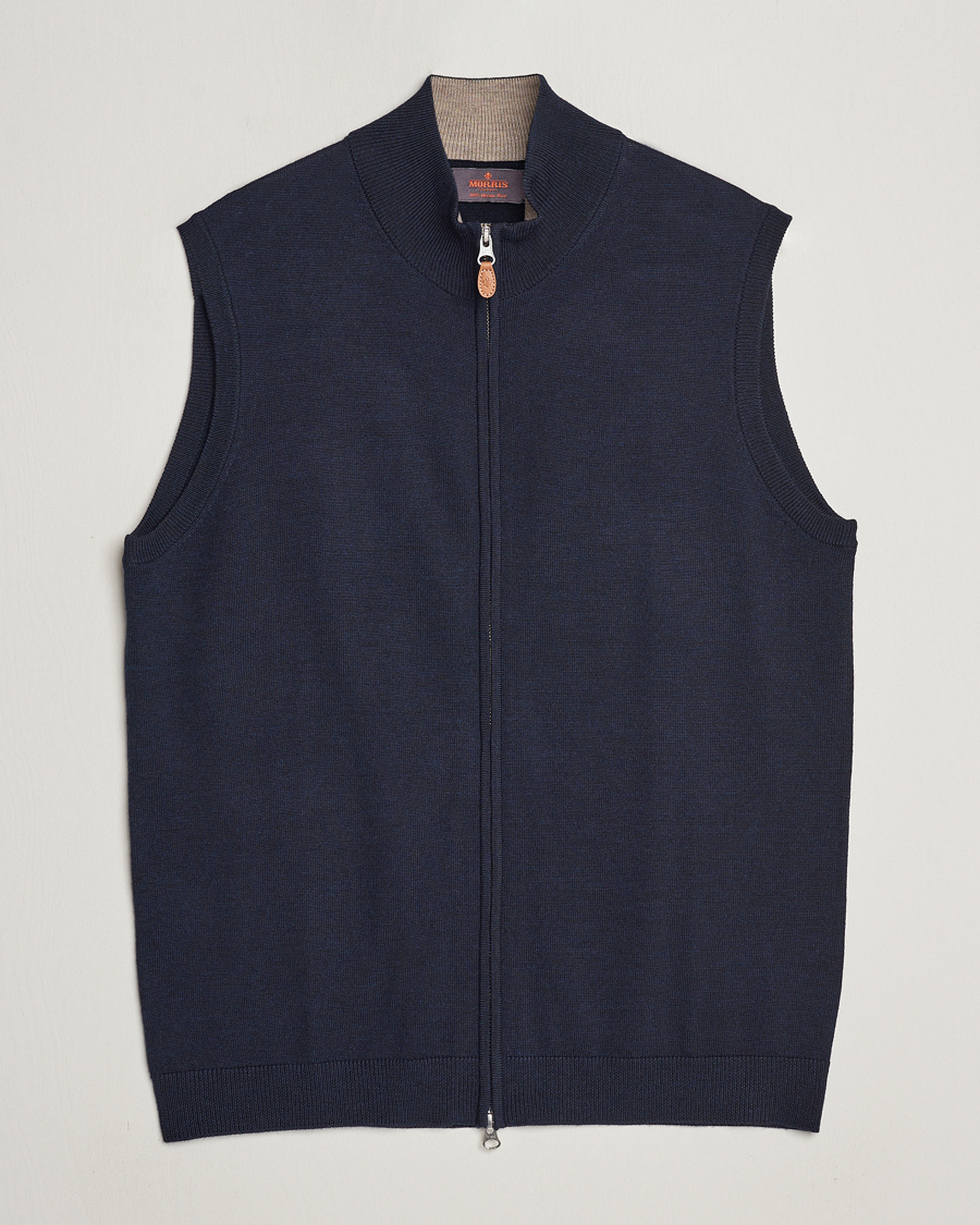 Homme | Pulls Et Tricots | Morris | Merino Zip Vest Navy