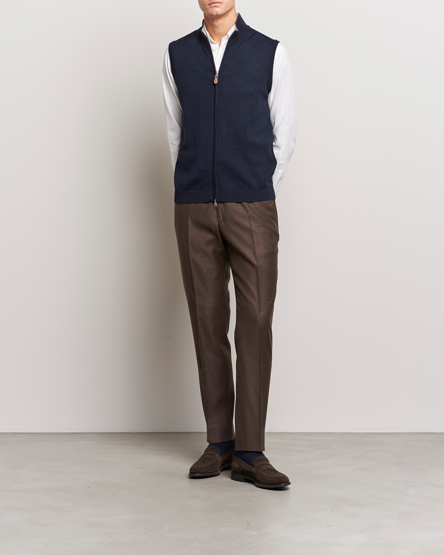 Homme | Pulls Et Tricots | Morris | Merino Zip Vest Navy