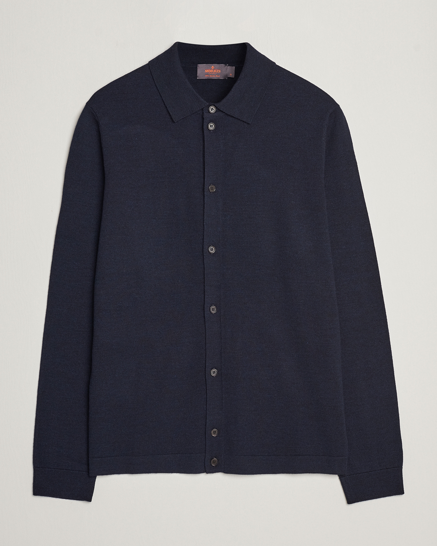 Homme | Pulls Et Tricots | Morris | Merino Knitted Shirt Navy