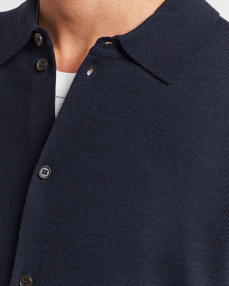 Homme | Pulls Et Tricots | Morris | Merino Knitted Shirt Navy