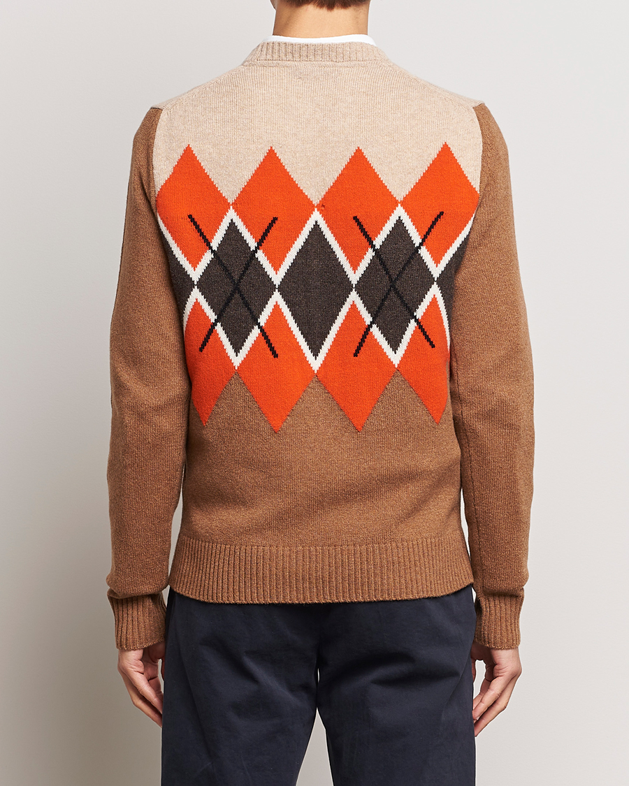 Homme | Pulls Et Tricots | Morris | Ayle Argyle Crew Neck Camel